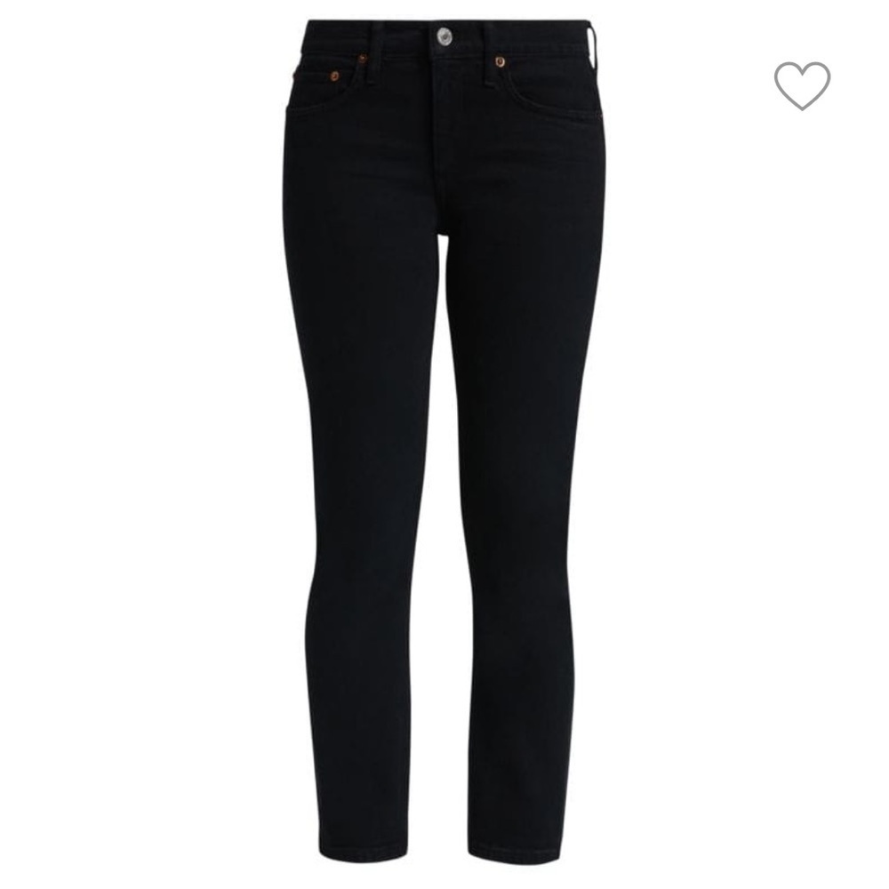 Re/done 90s Mid-Rise Ankle Crop Jeans Dark Jet Blue Black Size 26